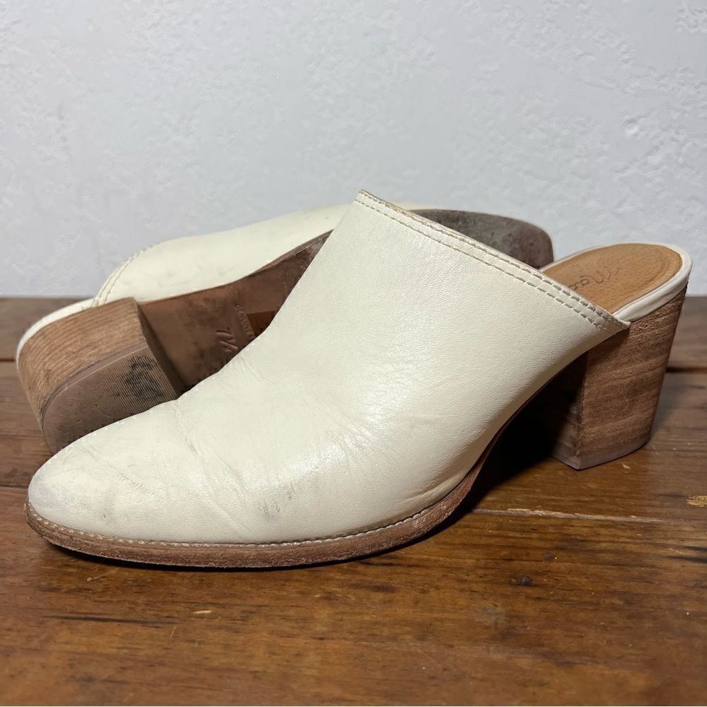 Madewell The Harper Mule Vintage Canvas Leather Slip On‎ Heels Womens 7.5